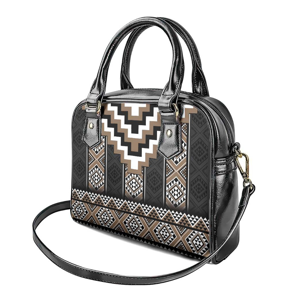 Brown Taniko Aotearoa Shoulder Handbag Niho Taniwha Mix Poutama LT14