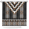 Brown Taniko Aotearoa Shower Curtain Niho Taniwha Mix Poutama LT14