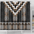 Brown Taniko Aotearoa Shower Curtain Niho Taniwha Mix Poutama LT14