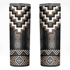 Brown Taniko Aotearoa Skinny Tumbler Niho Taniwha Mix Poutama LT14