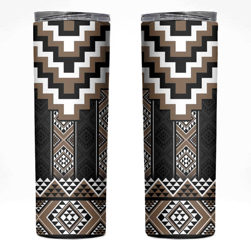 Brown Taniko Aotearoa Skinny Tumbler Niho Taniwha Mix Poutama LT14
