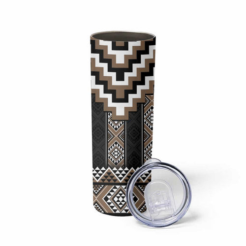 Brown Taniko Aotearoa Skinny Tumbler Niho Taniwha Mix Poutama LT14