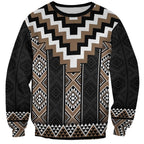 Brown Taniko Aotearoa Sweatshirt Niho Taniwha Mix Poutama LT14