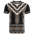 Brown Taniko Aotearoa T Shirt Niho Taniwha Mix Poutama LT14