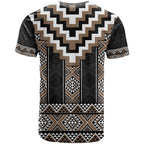 Brown Taniko Aotearoa T Shirt Niho Taniwha Mix Poutama LT14
