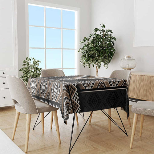 Brown Taniko Aotearoa Tablecloth Niho Taniwha Mix Poutama LT14