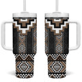 Brown Taniko Aotearoa Tumbler With Handle Niho Taniwha Mix Poutama LT14
