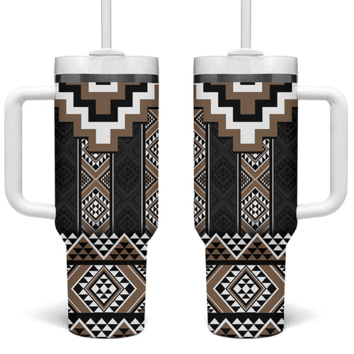 Brown Taniko Aotearoa Tumbler With Handle Niho Taniwha Mix Poutama LT14