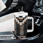 Brown Taniko Aotearoa Tumbler With Handle Niho Taniwha Mix Poutama LT14