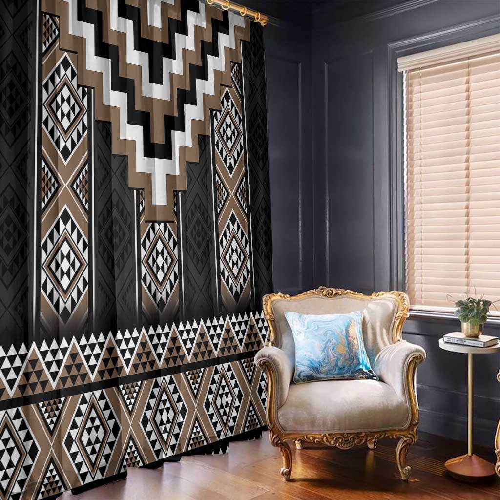 Brown Taniko Aotearoa Window Curtain Niho Taniwha Mix Poutama LT14