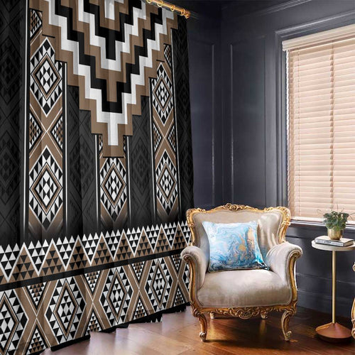 Brown Taniko Aotearoa Window Curtain Niho Taniwha Mix Poutama LT14