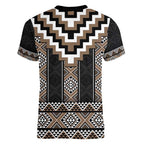Brown Taniko Aotearoa Women V-Neck T-Shirt Niho Taniwha Mix Poutama LT14