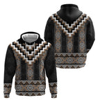 Brown Taniko Aotearoa Zip Hoodie Niho Taniwha Mix Poutama LT14