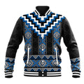 Blue Taniko Aotearoa Baseball Jacket Niho Taniwha Mix Poutama LT14