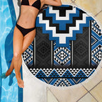 Blue Taniko Aotearoa Beach Blanket Niho Taniwha Mix Poutama LT14