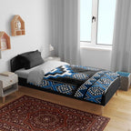 Blue Taniko Aotearoa Bedding Set Niho Taniwha Mix Poutama LT14