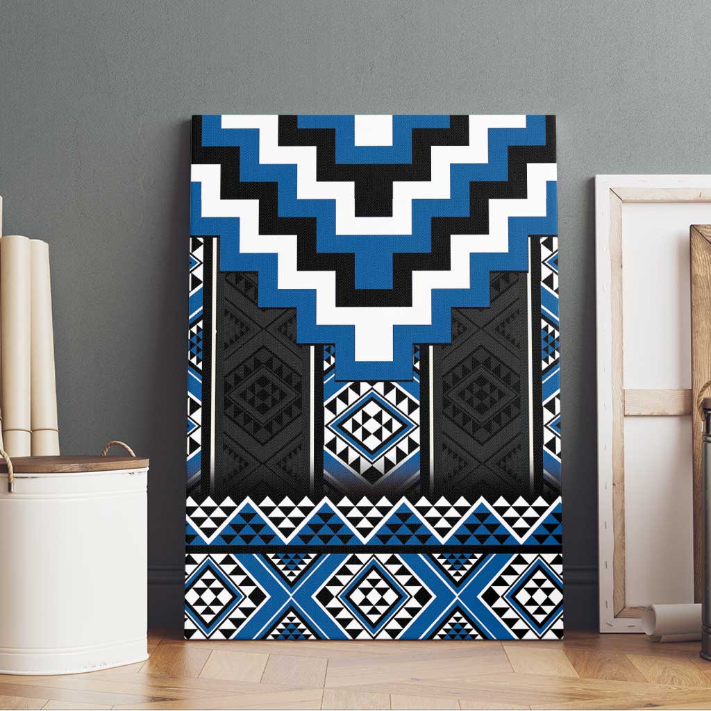 Blue Taniko Aotearoa Canvas Wall Art Niho Taniwha Mix Poutama LT14