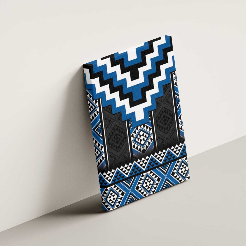 Blue Taniko Aotearoa Canvas Wall Art Niho Taniwha Mix Poutama LT14