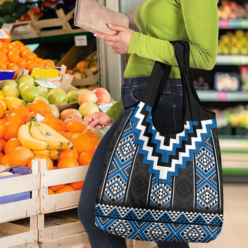 Blue Taniko Aotearoa Grocery Bag Niho Taniwha Mix Poutama