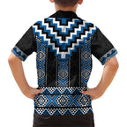 Blue Taniko Aotearoa Kid Hawaiian Shirt Niho Taniwha Mix Poutama LT14