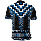 Blue Taniko Aotearoa Polo Shirt Niho Taniwha Mix Poutama LT14