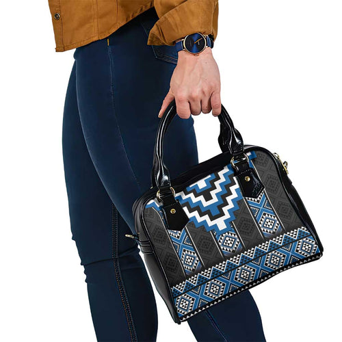 Blue Taniko Aotearoa Shoulder Handbag Niho Taniwha Mix Poutama LT14