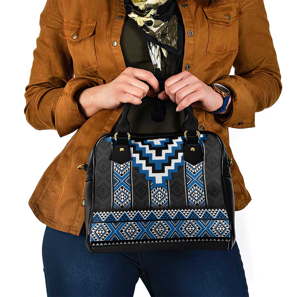Blue Taniko Aotearoa Shoulder Handbag Niho Taniwha Mix Poutama LT14