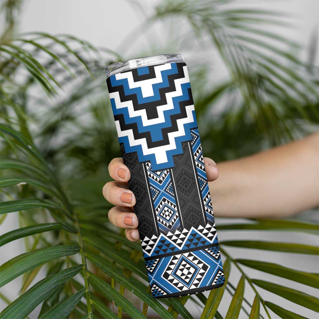 Blue Taniko Aotearoa Skinny Tumbler Niho Taniwha Mix Poutama LT14