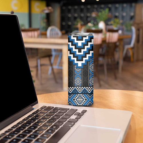 Blue Taniko Aotearoa Skinny Tumbler Niho Taniwha Mix Poutama LT14