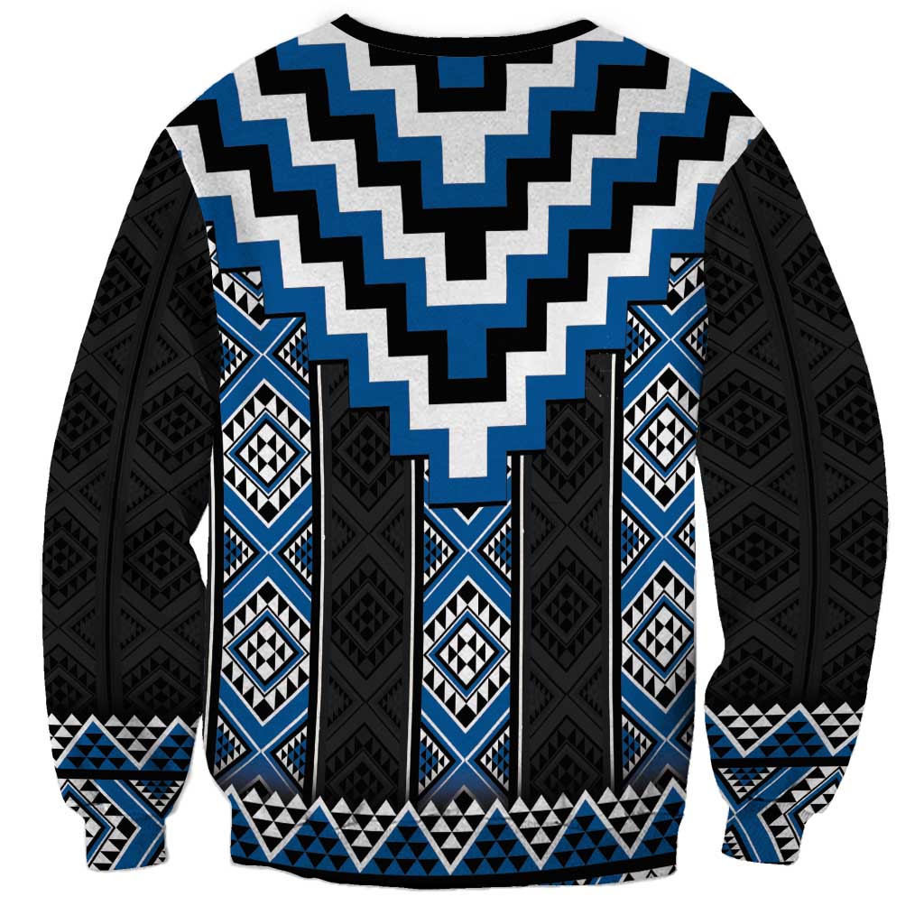 Blue Taniko Aotearoa Sweatshirt Niho Taniwha Mix Poutama LT14