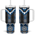 Blue Taniko Aotearoa Tumbler With Handle Niho Taniwha Mix Poutama LT14