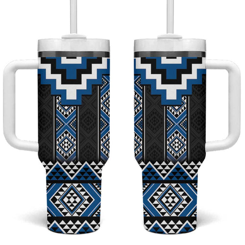 Blue Taniko Aotearoa Tumbler With Handle Niho Taniwha Mix Poutama LT14