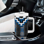 Blue Taniko Aotearoa Tumbler With Handle Niho Taniwha Mix Poutama LT14