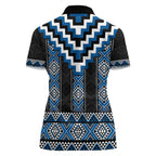 Blue Taniko Aotearoa Women Polo Shirt Niho Taniwha Mix Poutama LT14