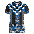 Blue Taniko Aotearoa Women V-Neck T-Shirt Niho Taniwha Mix Poutama LT14