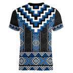 Blue Taniko Aotearoa Women V-Neck T-Shirt Niho Taniwha Mix Poutama LT14