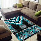 Turquoise Taniko Pattern Aotearoa Area Rug Niho Taniwha Mix Poutama