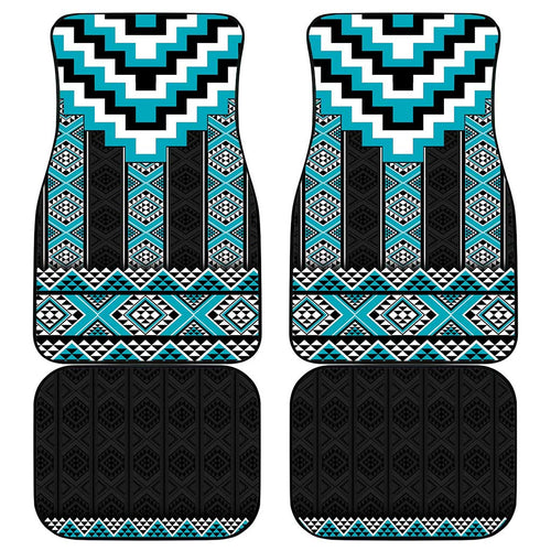 Turquoise Taniko Pattern Aotearoa Car Mats Niho Taniwha Mix Poutama