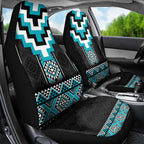 Turquoise Taniko Pattern Aotearoa Car Seat Cover Niho Taniwha Mix Poutama