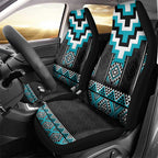 Turquoise Taniko Pattern Aotearoa Car Seat Cover Niho Taniwha Mix Poutama