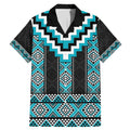 Turquoise Taniko Pattern Aotearoa Family Matching Mermaid Dress and Hawaiian Shirt Niho Taniwha Mix Poutama LT14