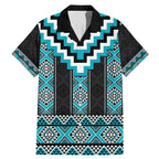 Turquoise Taniko Pattern Aotearoa Family Matching Mermaid Dress and Hawaiian Shirt Niho Taniwha Mix Poutama LT14