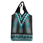Turquoise Taniko Pattern Aotearoa Grocery Bag Niho Taniwha Mix Poutama