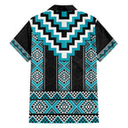 Turquoise Taniko Pattern Aotearoa Hawaiian Shirt Niho Taniwha Mix Poutama LT14