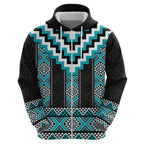Turquoise Taniko Pattern Aotearoa Hoodie Niho Taniwha Mix Poutama LT14