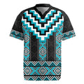 Turquoise Taniko Pattern Aotearoa Rugby Jersey Niho Taniwha Mix Poutama LT14