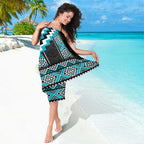 Turquoise Taniko Pattern Aotearoa Sarong Niho Taniwha Mix Poutama