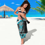 Turquoise Taniko Pattern Aotearoa Sarong Niho Taniwha Mix Poutama