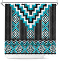 Turquoise Taniko Pattern Aotearoa Shower Curtain Niho Taniwha Mix Poutama