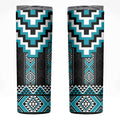 Turquoise Taniko Pattern Aotearoa Skinny Tumbler Niho Taniwha Mix Poutama LT14
